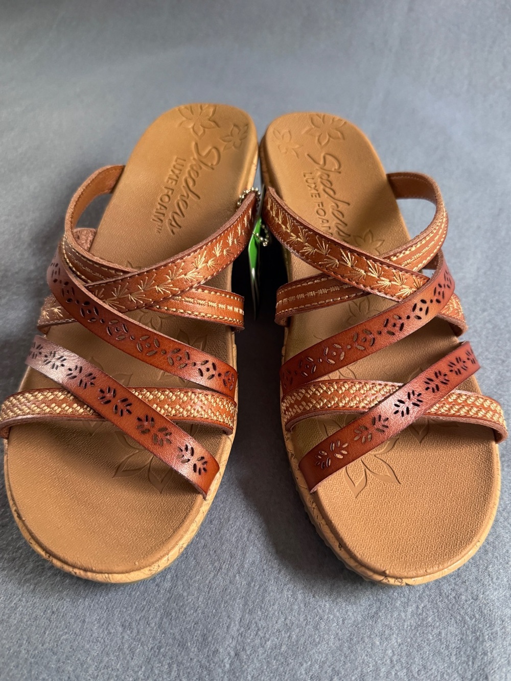 Women's Brown Strappy Wedge Sandals - Picture 3 of 9